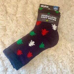 airplus Mens Double Layer Cozy Socks Aloe Infused Warm Tree Print Size 8-12.5